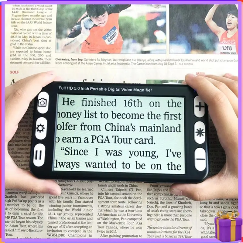

Advanced 5Inch LCD Display Portable Magnifier Low Vision Video Magnifier Electronic Reading Aid, Digital Video Magnifier EU Plug