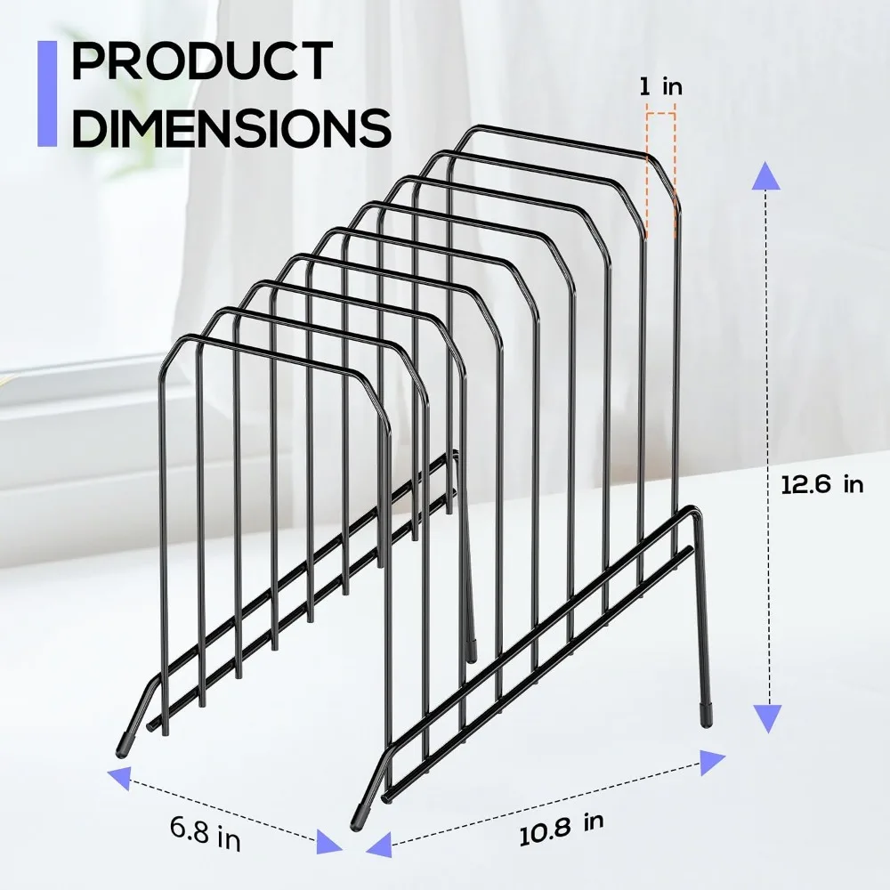 8-Section Vertical Desk File Organizer, Incline Metal Magazine Holder for Office Home School
