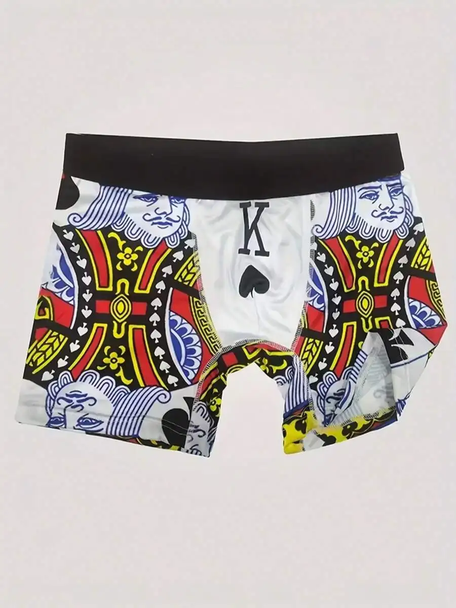 

Mens Digital Print King Of Spades Boxer Briefs Novelty Stretch Underwear