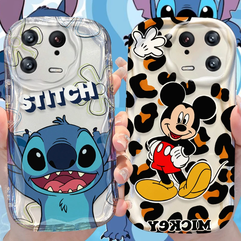 Disney Mickey Stitch Wave Case for Xiaomi Mi 14 13 12 Pro 11 Lite 11i 5G POCO X6 X5 X4 X3 NFC GT F6 F5 F4 F3 M4 M3 Back Cover