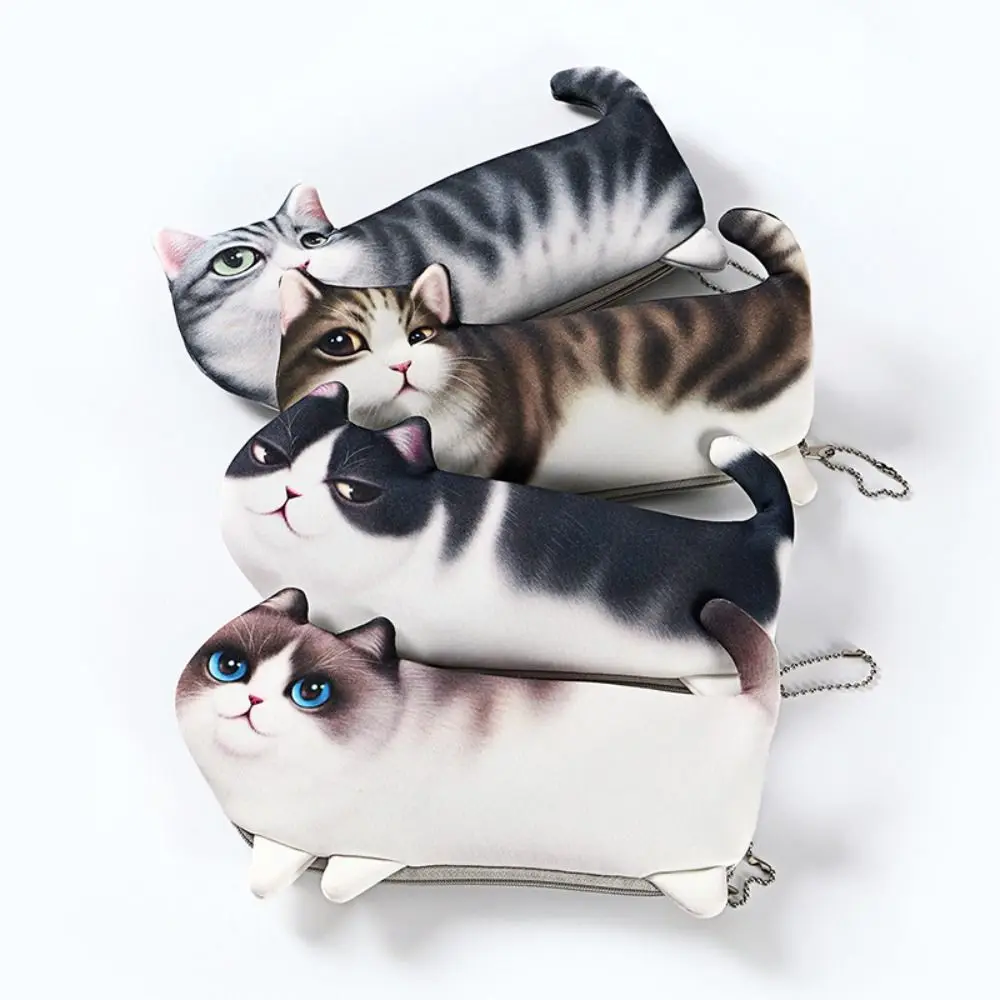 

Creative Cat Face Pencil Bag, Cute Cat Pencil Case, Simulation Cat Storage Pouch, Stationery Bag for Men and Women