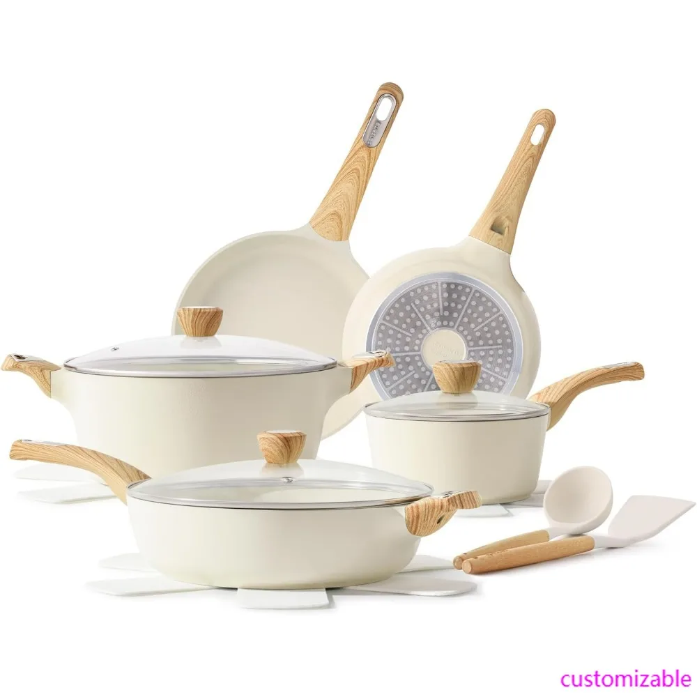 

14-Piece Non-Stick Induction Cookware Set: Healthy, Non-Toxic Kitchen Cookware with Pots and Pans