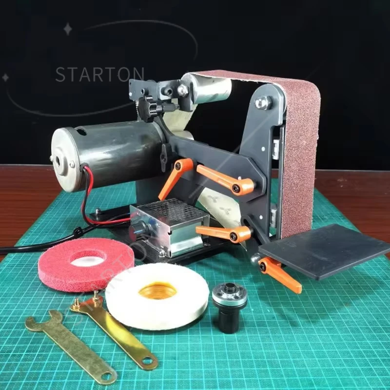220V Mini Electric Belt Sander Grinding Wheel Machine Belt Sander DIY Polishing Grinder Tool Edge Grinder