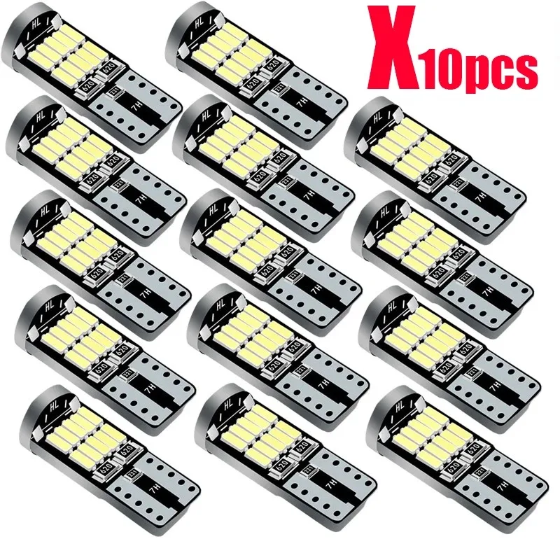 

10 шт. светодиодных ламп Canbus W5W T10 194 для автомобиля, 26 SMD 4014, высокояркие, клиновидные, для подсветки номерного знака, салона и дверей