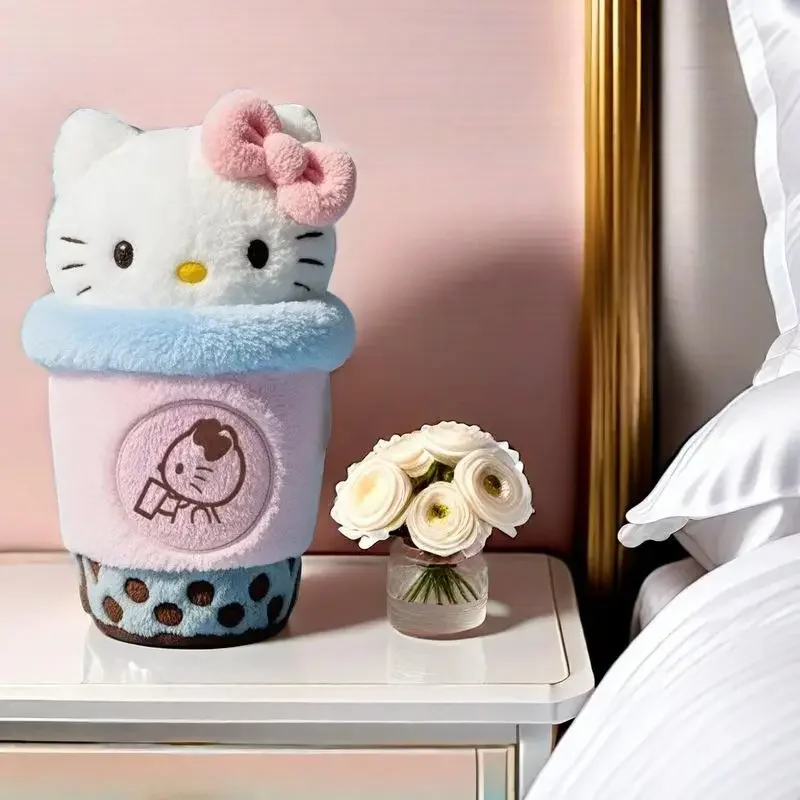 

Creative Pearl Milk Tea Cup Doll Hello Kitty Plush Toy Cute Cartoon DIY Decoration KT Cat Gifts for Girls