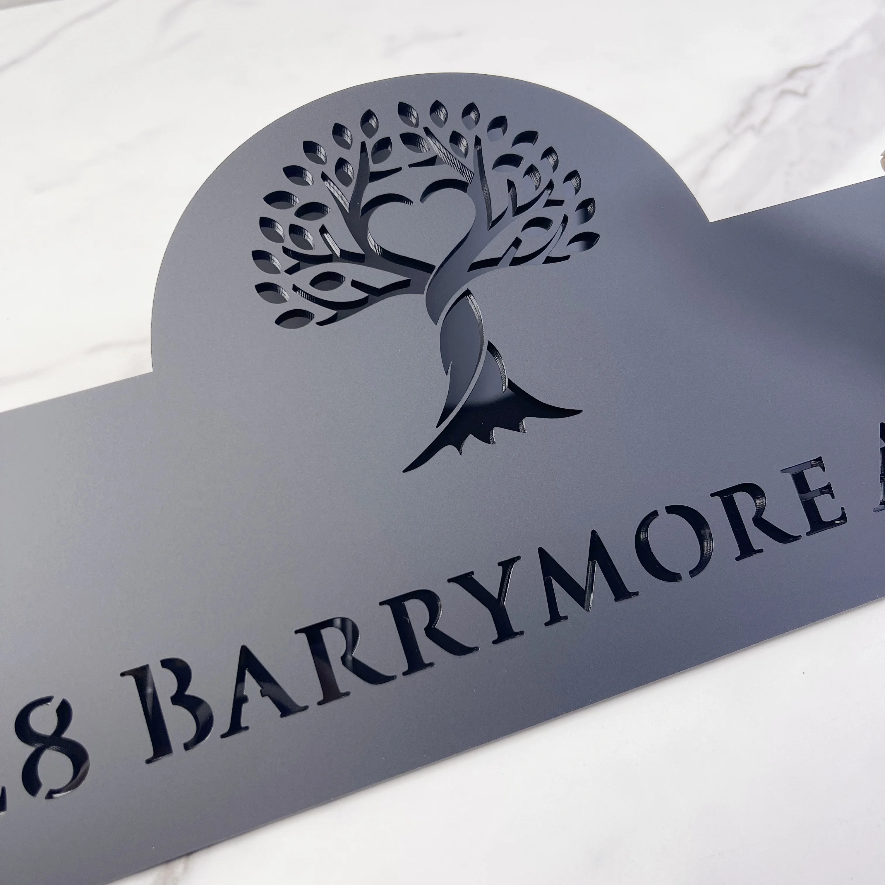 علامة رقم بيت شجرة الحياة المخصصة - لوحة عنوان خارجية من الأكريليك مقطوعة بالليزر ثلاثية الأبعاد حديثة، لوحة باب مخصصة للزينة #3