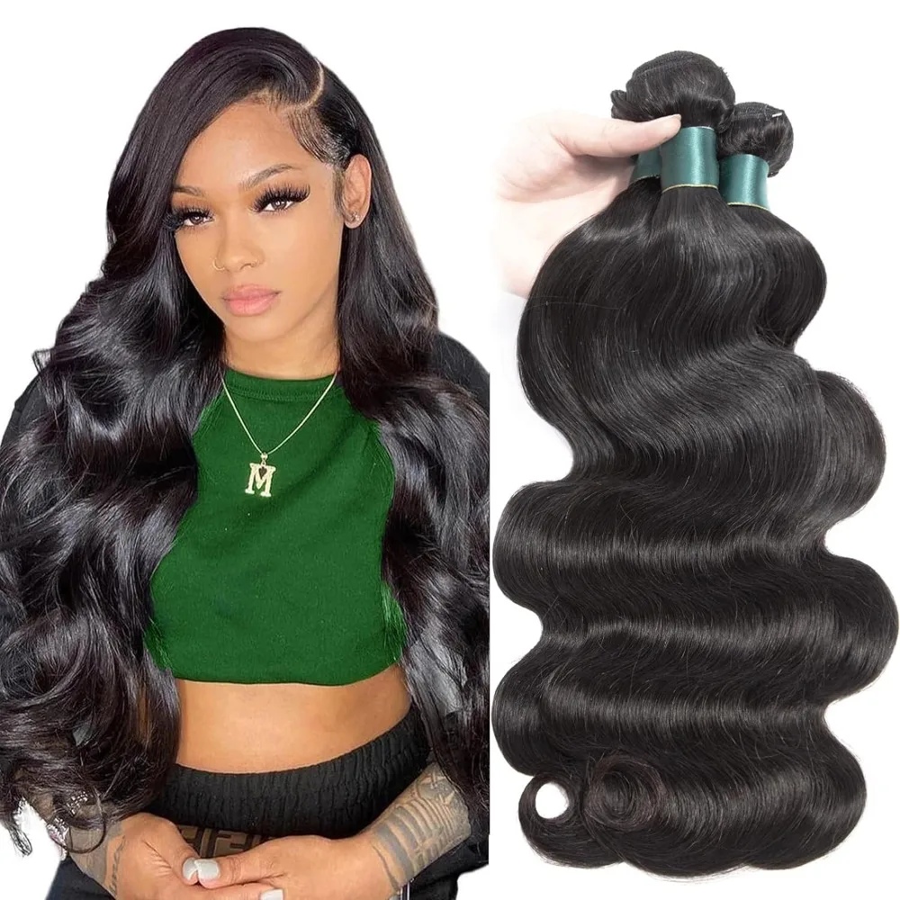 

Human Hair Bundles Body Wave 12A 100% Unprocessed Brazilian Virgin Hair Weave 3 Bundles Deals Human Hair Natural Black Color