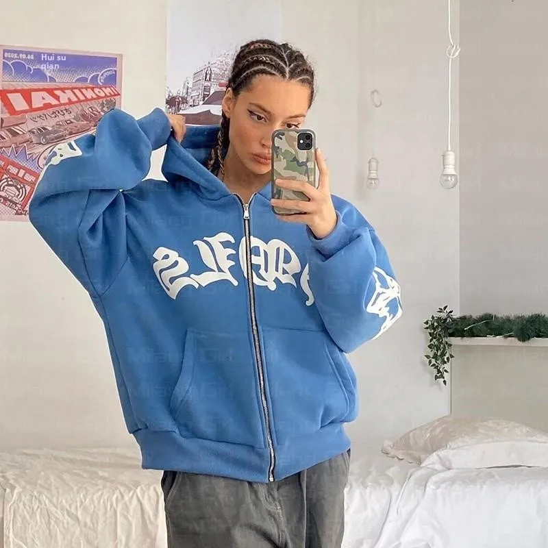 القوطي الشرير الرمز البريدي هوديي ندفة الثلج إلكتروني طباعة المرأة البلوز الحلو Sle طويل Sve Fce اصطف مستقيم قطع عقدة