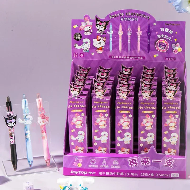 5 Styles Random 1Pack Sanrio Cute Acrylic Press Pen Cartoon Stationery Mymelody Kuromi Cinnamoroll Pochacco Black ink