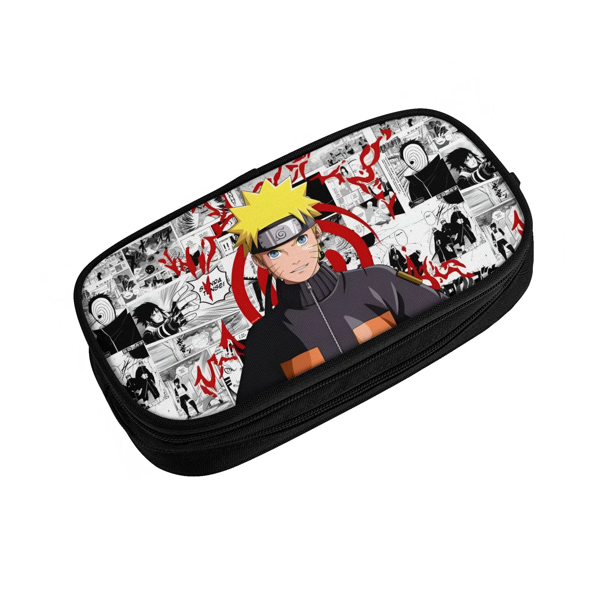 Étui à crayons personnalisé N-Narutoes Uzumakis Narutos pour fille et garçon, grande capacité, boîte à crayons pour bandes dessinées et films, sac pour fournitures scolaires
