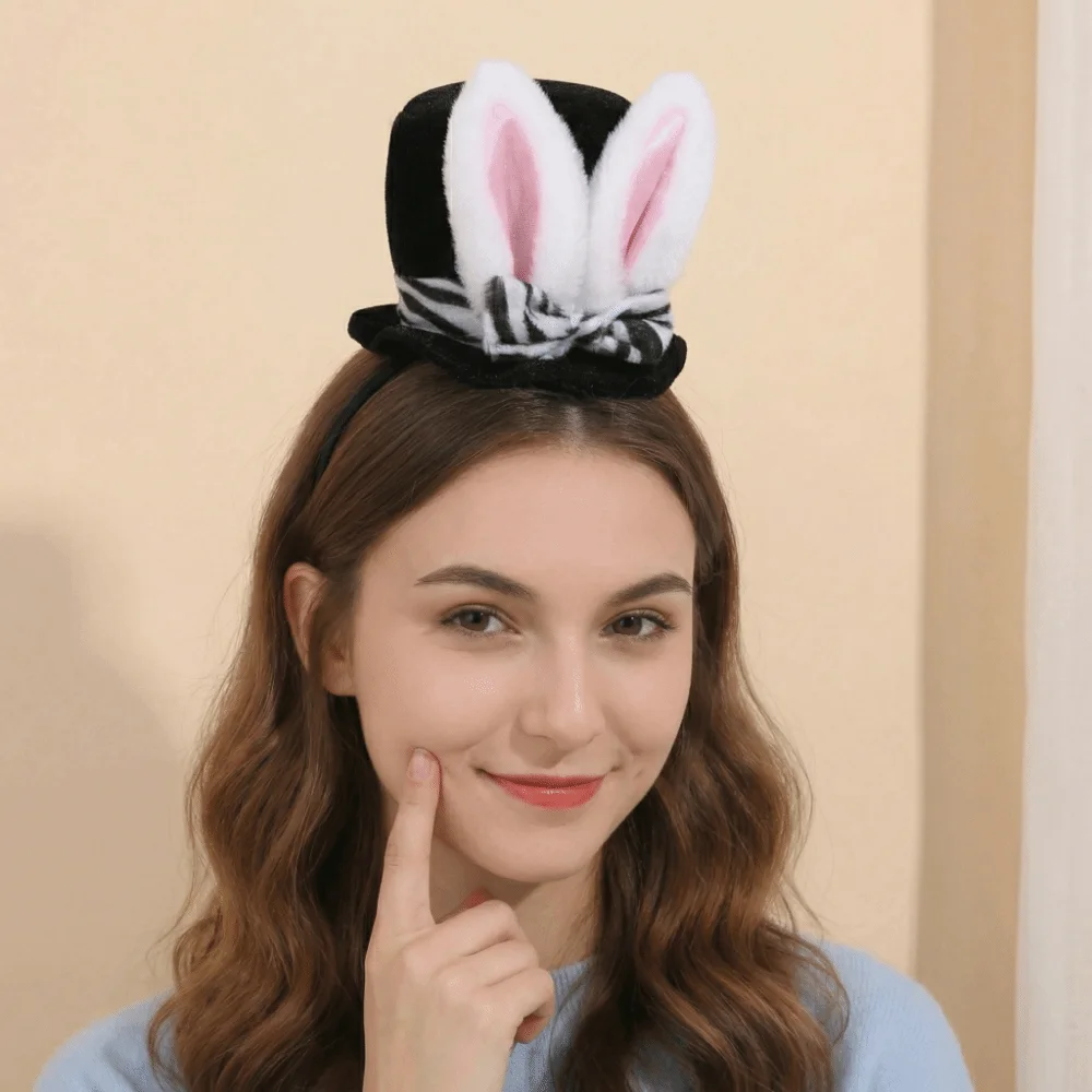 

Cute Bunny Cap Hair Hoop Soft Fluffy Plush Ears Headband Animal Design Hair Accessories Cosplay Hat Headwear Holiday Festival