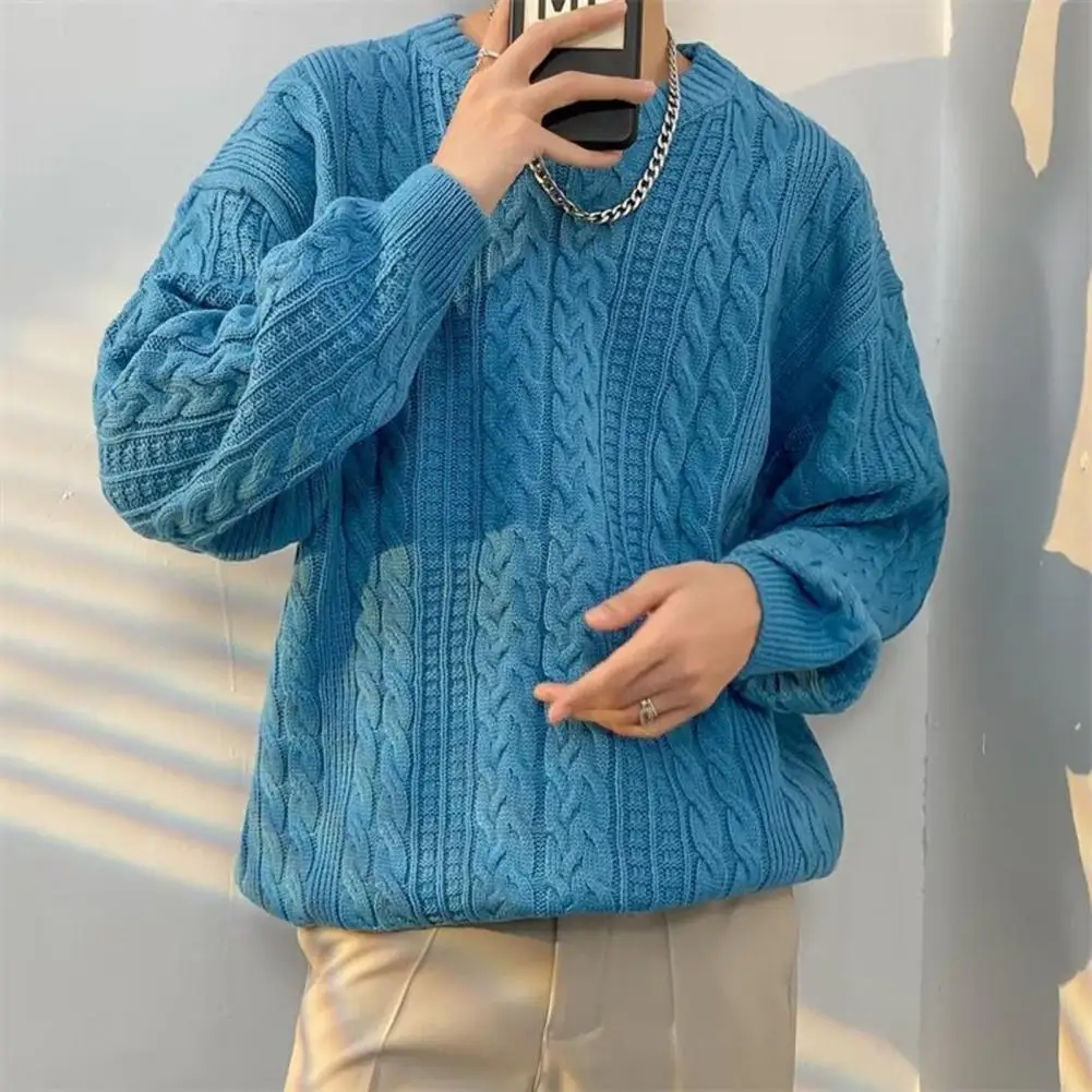 Sweater Men's 2024 Autumn Winter New Pure Color Pullover Knitted Sweater Menwear Fashion Large Size Male Clothing