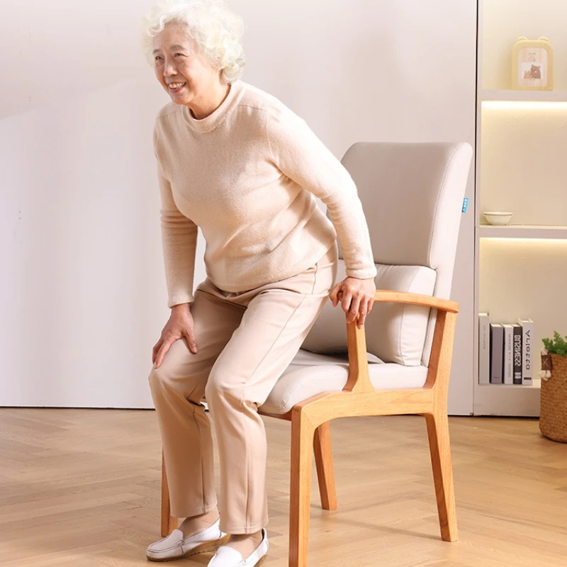

Solid wood dining chair for the elderly, comfortable armrest, special waist chair for study, high backrest for home use