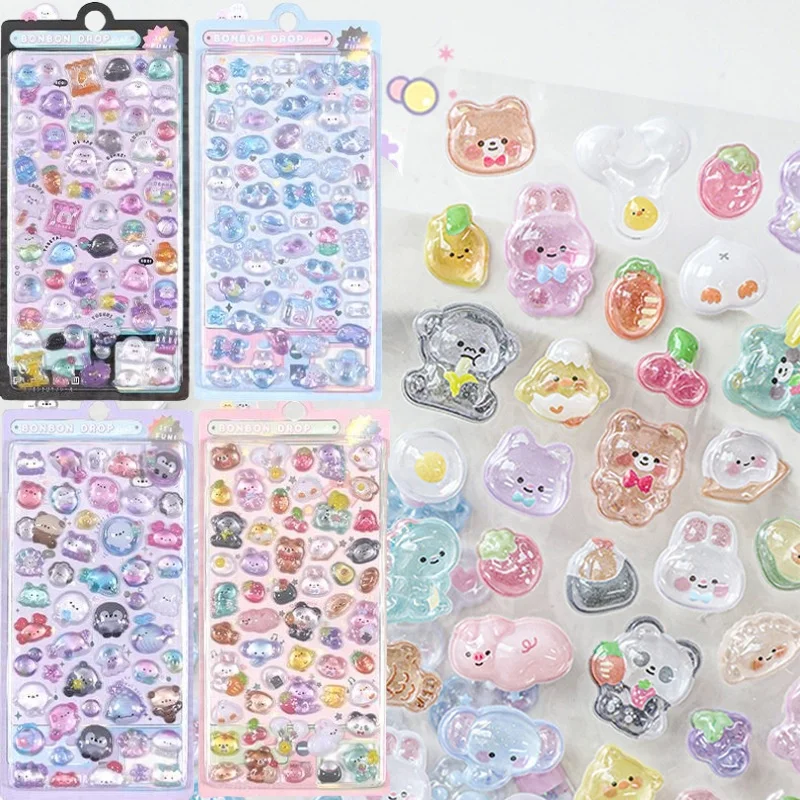 2024 Creative Candy Ghost Rabbit Drop 3D Relief Stickers Scrapbooking Diy Diary Stationery Sticker Decor Cute Aesthetic Stickers