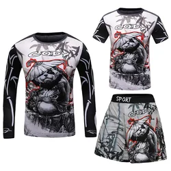 Rashguard Jiu jitsu MMA Kid's T-shirt +Pant Sets Mma Kid Rash Guard Children Tracksuits Muay Thai Shorts Kickboxing Gym Suits 09