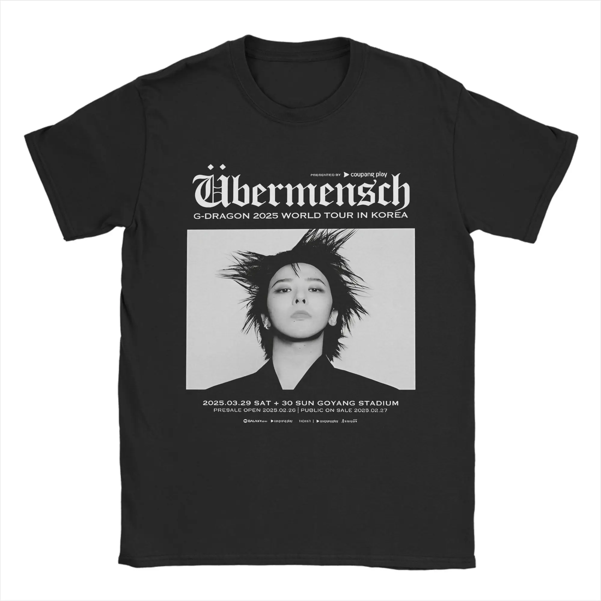 Camiseta vintage g-dragons me dê übermensch novo ablum 2025 camisetas de algodão puro para homem y2k retro solto manga curta topo t