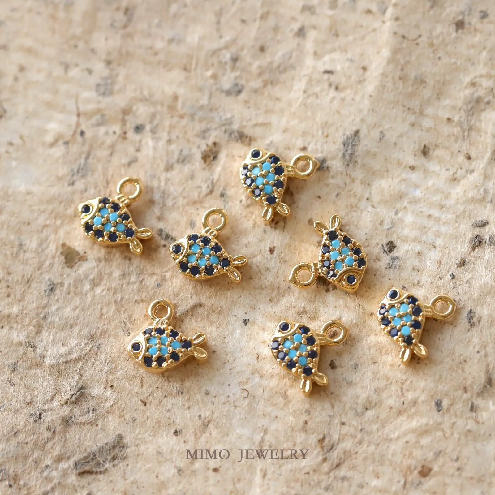 Turkish Exotic Blue Diamond Sun Charms Pendant Supplies DIY Hand Brass Gold Plated Accessories view 5