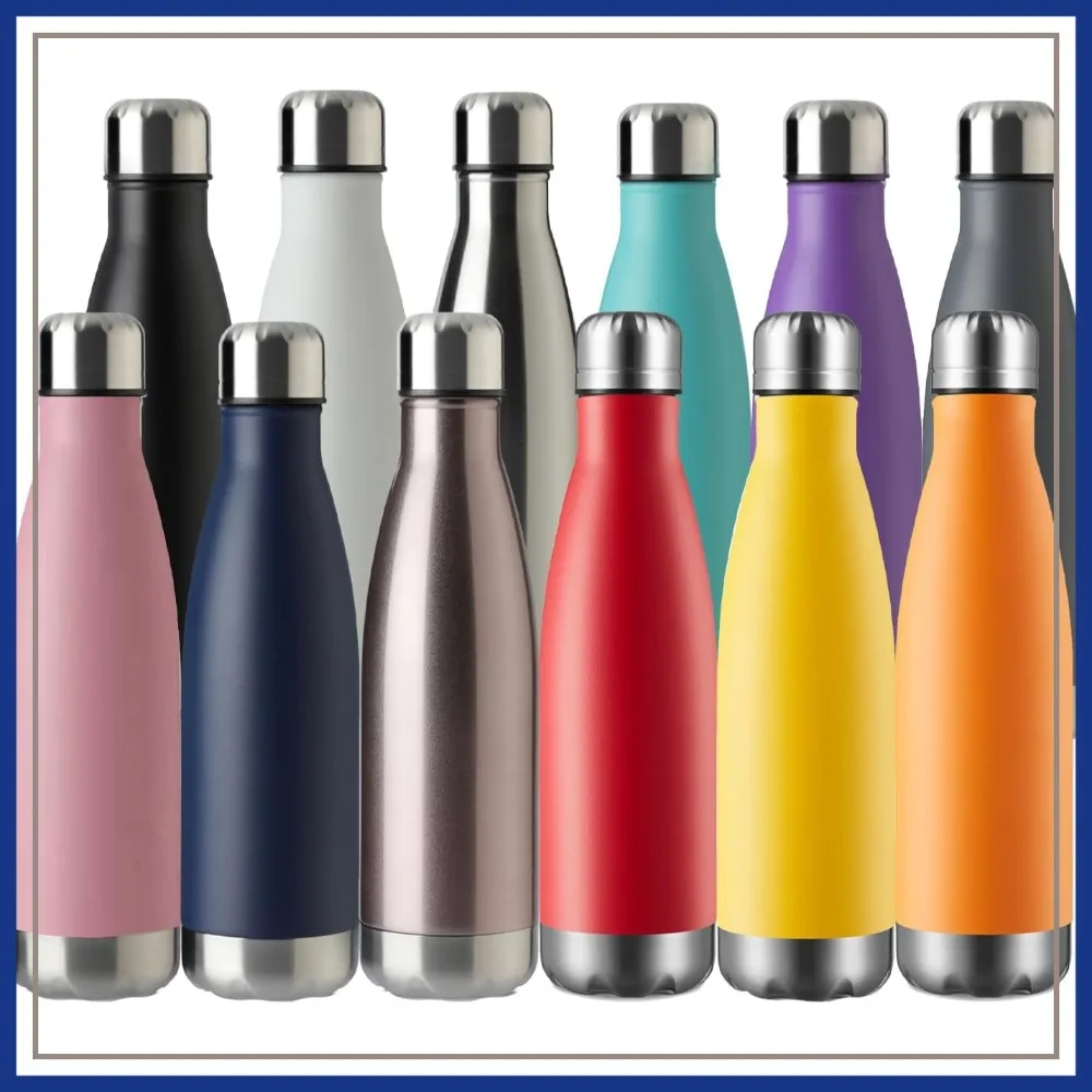 

17oz Vacuum Insulated Stainless Steel Water Bottle, Double Wall Leak-Proof, Keeps Drinks Hot & Cold, Cola Shape, 12 Pack