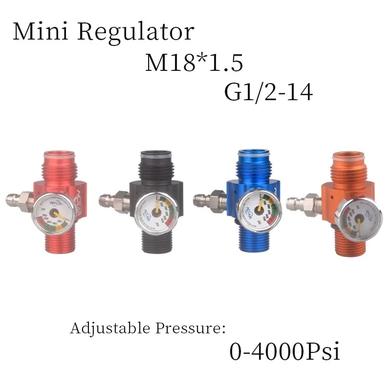 Mini Pressure Regulator, HPA Compressor, Gas Cylinder, Recharge, Diving Filling Adapter, Aquarium Accessories, G1/2-14 Output, 0