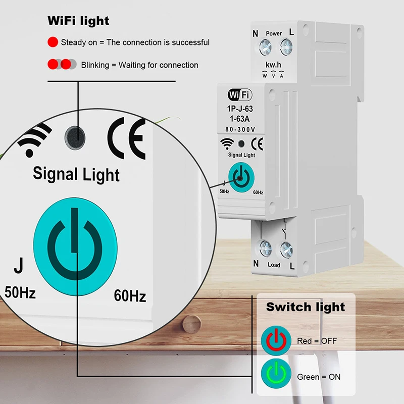 Top Vendor New Hot 1P+N WIFI Smart Time Switch Energy Meter KWH Monitoring Timer Relay  TUYA Smartlife Current Protection 63A