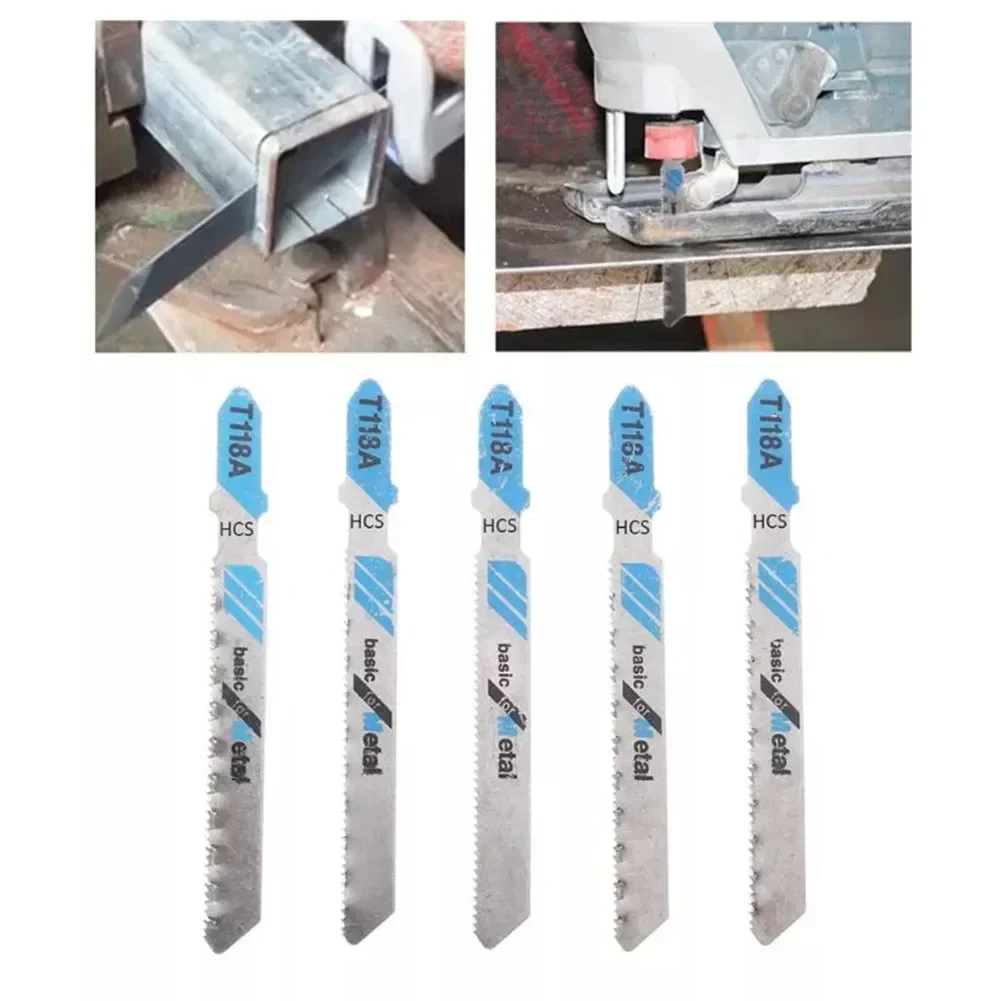 5 ชิ้น/เซ็ตใบเลื่อยลูกสูบ T118A HCS JIG SAW ใบมีดสําหรับตัดไม้ PVC พลาสติกโลหะบางใหม่