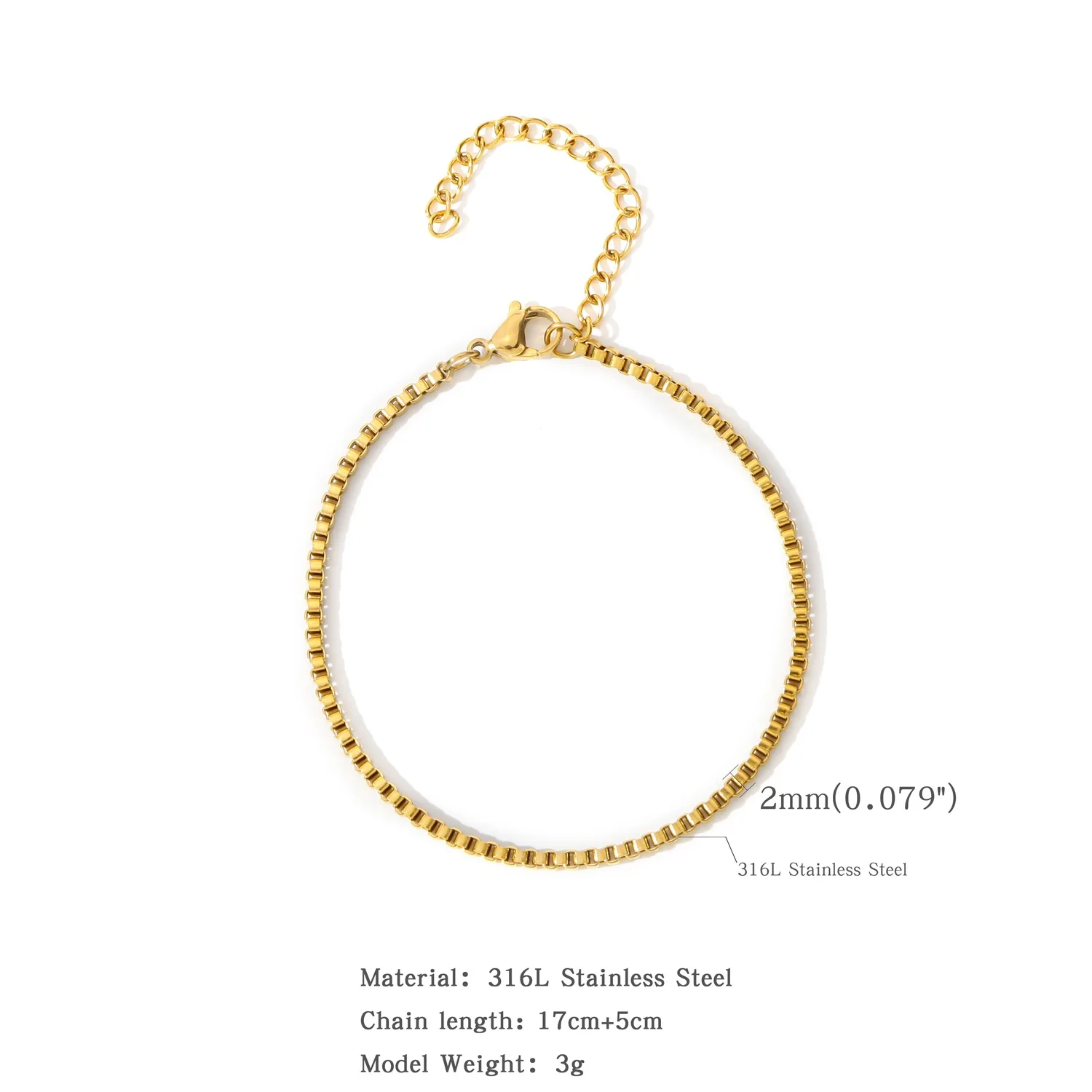 Hip-Hop Edelstahl-Kettenarmband Rock Herrenschmuck 18k Goldfarben plattiert Accessoires Geschenke – Detail 6