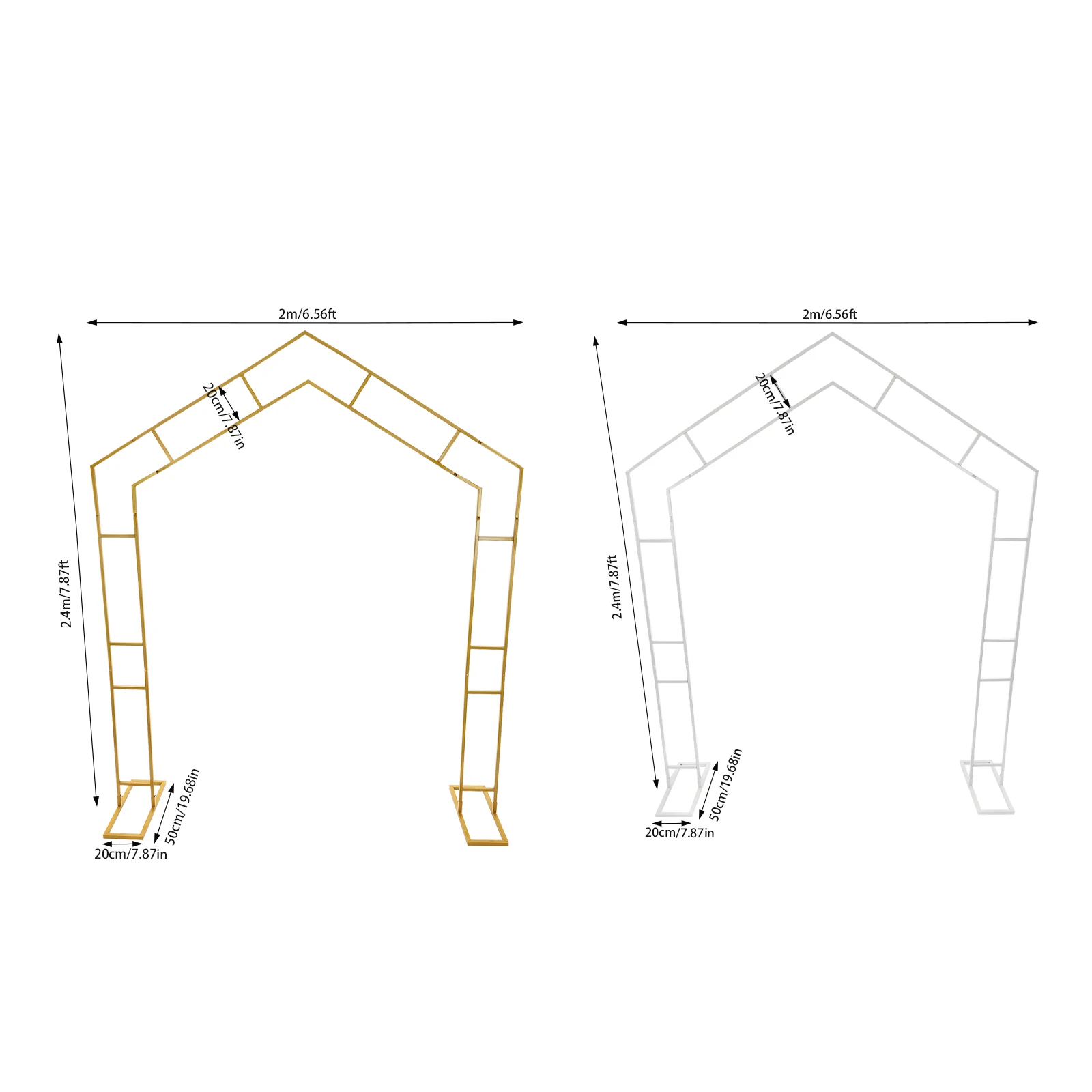 Arcos blancos de 2,4 M para ceremonia, arcos de boda en forma de A, soportes de boda con arco