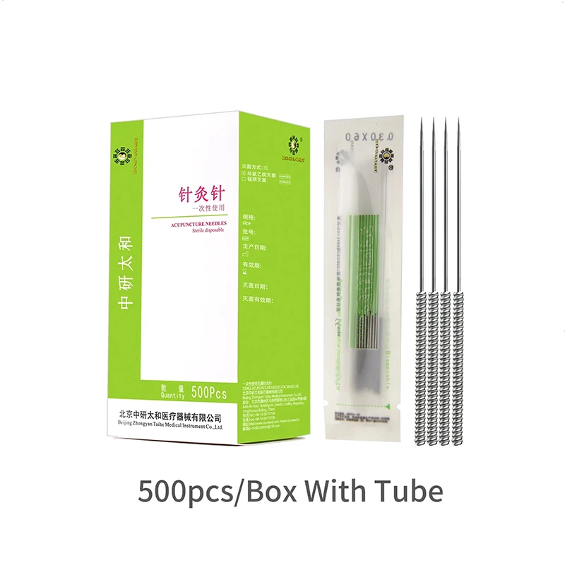 Acupuncture Needles 2boxs 1000pcs Health Beauty Lose Weight Massage Zhongyan Tube Disposable Stainless Taihe Acupuncture Needles