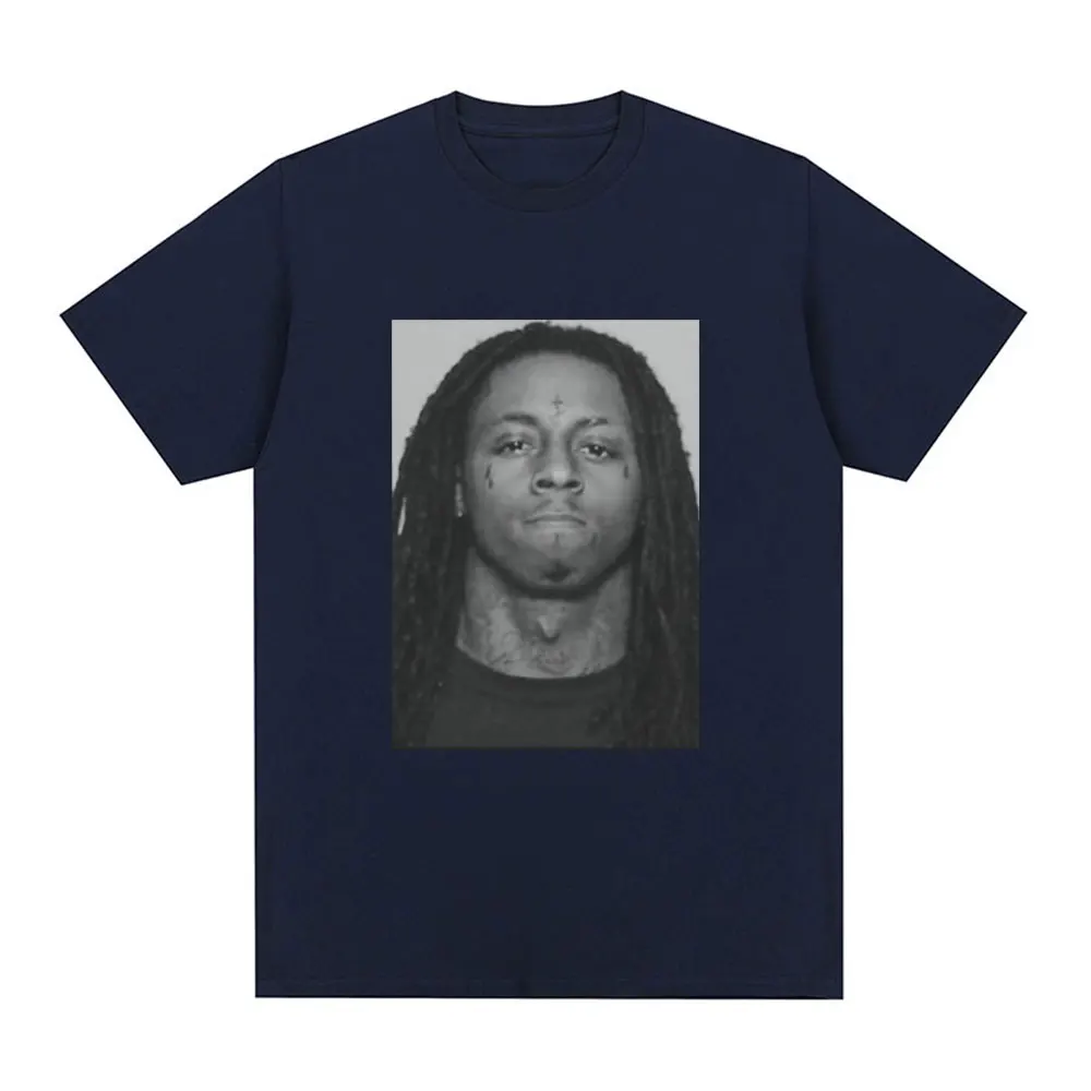 Rapper Lil Wayne Mugshot Graphic T-shirt 100% Cotton Comfort Loose T Shirt Men Hip Hop Vintage Short Sleeve Oversized T-shirts