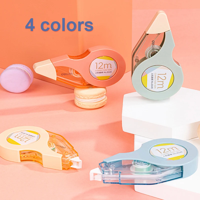 Deli 1/2/3/4pcs Large Capacity Correction Tape Error Erasers Tape Student Stationery Supplies Correction Tape Roller 12mx5mm