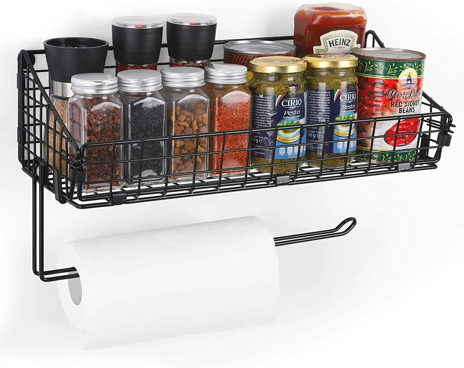 Iron mesh wall mounted kitchen paper rack for hanging exquisite and unique wire mesh large capacity storage space