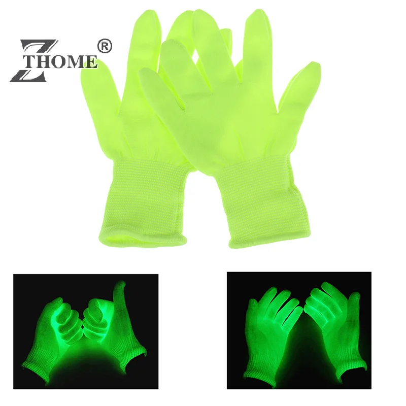 1 Pair Noctilucent Flashing Gloves Unisex Light Finger Lighting Dark For Party