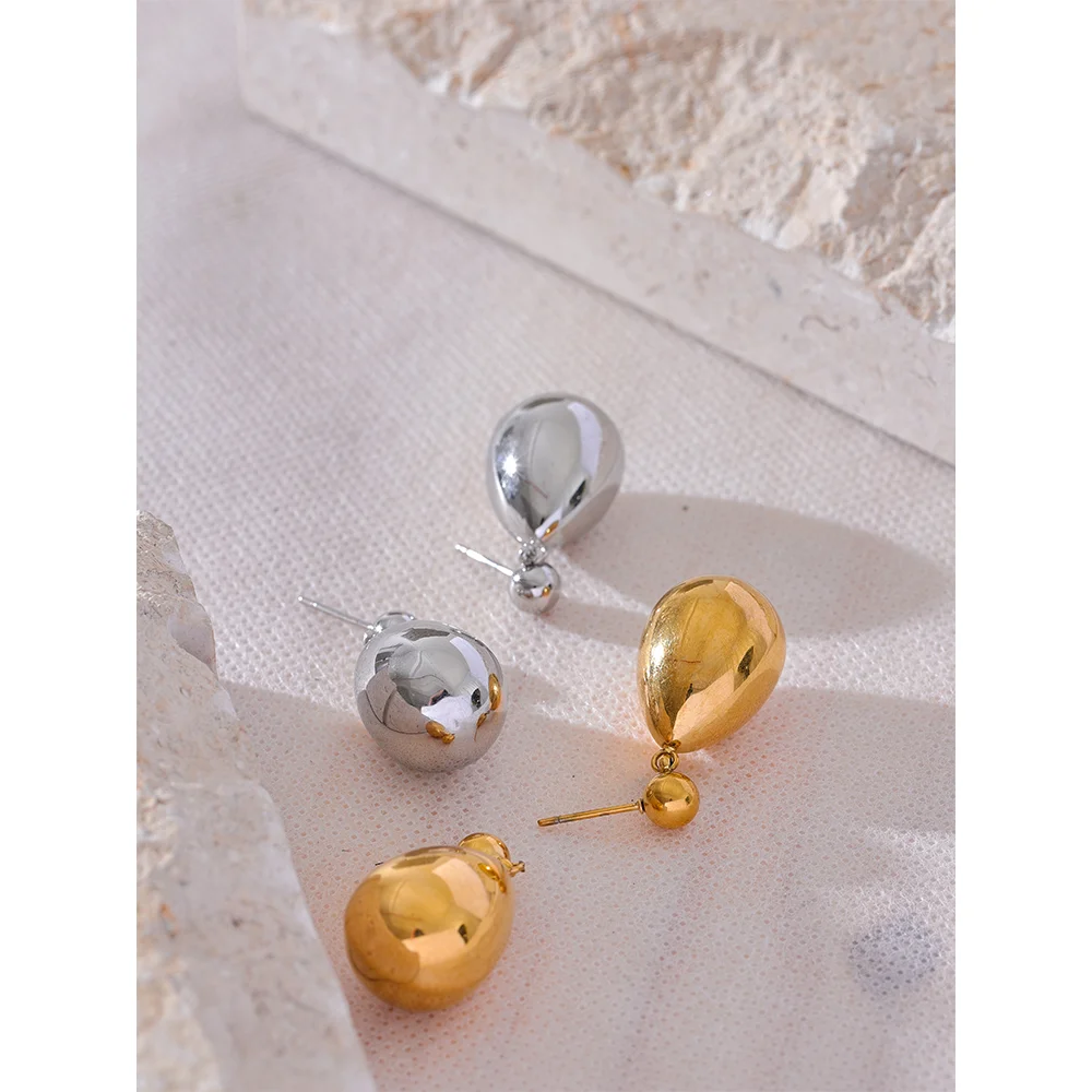 Yhpup Fashion Sleek Stainless Steel Metal Teardrop Drop Earrings for Women Prevent Allergy Gold Silver Color Charm Jewelry