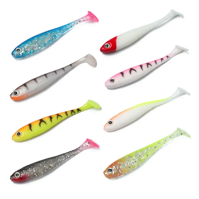 WHYY 5 Pcs Bionic Soft Bait 7cm/2.1g Lure T-tail Bait 3D Fisheye Full-water Fishing Bait 11 Colors Soft Lures Fishing Lure Sets