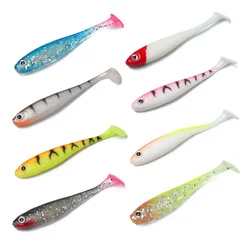 Whyy-isca macia biônica, 7cm/2.1g, t-cauda, 3d, isca de pesca de água cheia, 11 cores, 5 pcs