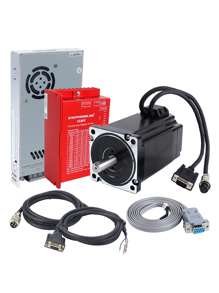STEPPERONLINE 9Nm Nema 34 Closed-Loop Schrittmotor-Kit 6A & Hybrid-Servotreiber CL86Y V20 & 350W 60V Netzteil CNC-Kit