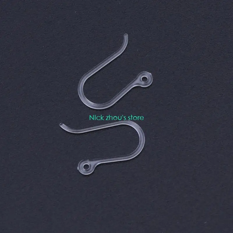 E15E 100Pcs Earring Hooks Resin Ear Wire with Loop Fish Hook Earrings Supplies