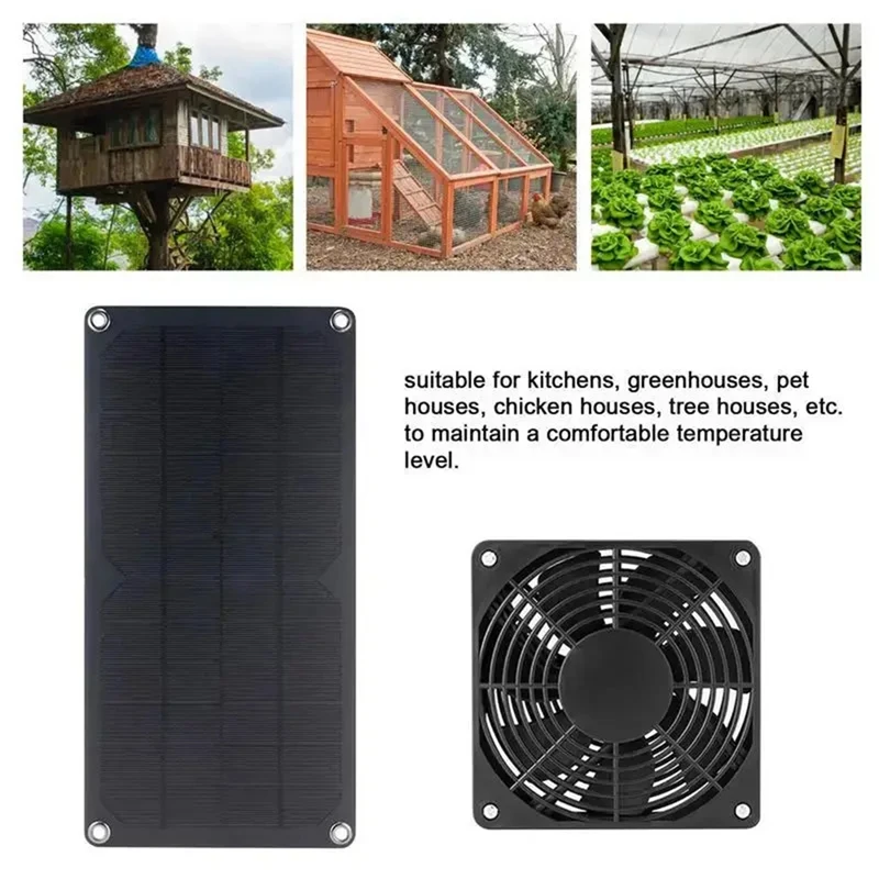 10W Monocrystalline Solar Panel DC5521 Output Charge 12V Battery PV Plate Pet Exhaust Fan Set Kit