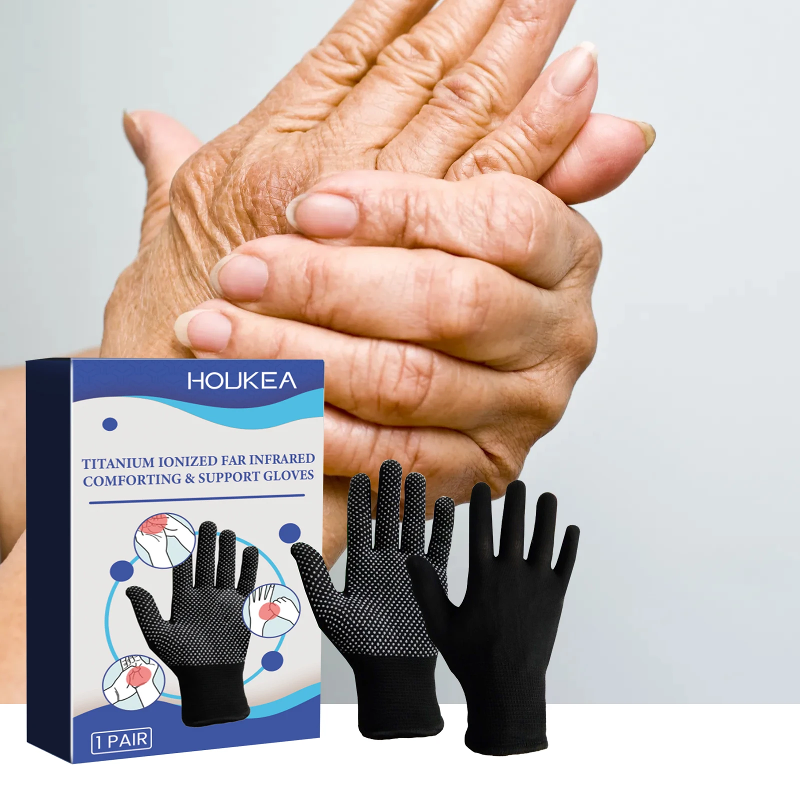 

Compression Gloves Joint Pain Relief Stimulating Circulation Wrist Support Therapy Thumb Hand Copper Rheumatoid Arthritis Gloves