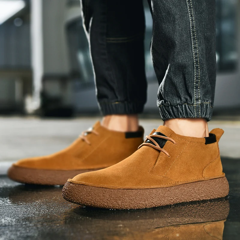 

Кожаная повседневная обувь ручной работы, мужские высокие кеды, новый осенний уличный дизайн, спортивная обувь на молнии, мужские ботинки, мужские кроссовки