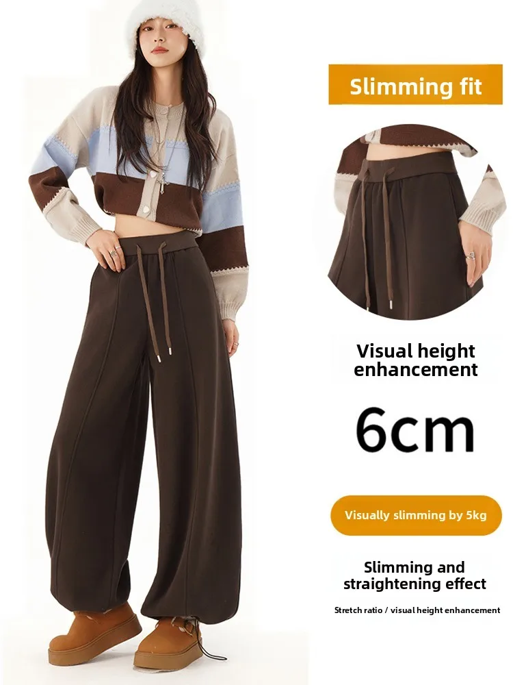 Pantaloni sportivi con coltello curvo a banana rossa americana Pantaloni sportivi invernali da donna Fce Thi Lazy Sle Pantaloni larghi casual a gamba larga