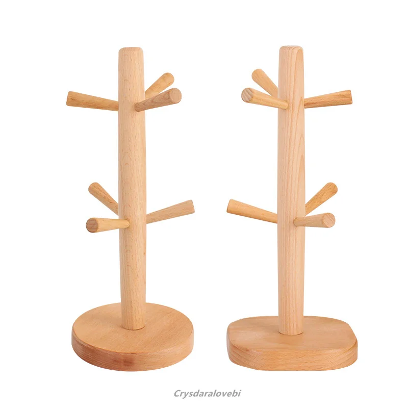 Japanese-style Wooden Six-claw Cup Holder Creative Beech Cup Drain Hanger Household Water Cup Mug Storage Rack