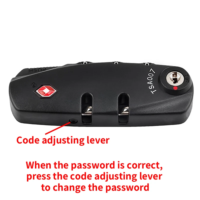 Herramienta de seguridad innovadora para maleta de viaje, candado portátil TSA negro, combinación de contraseña de aduana de 3 dígitos