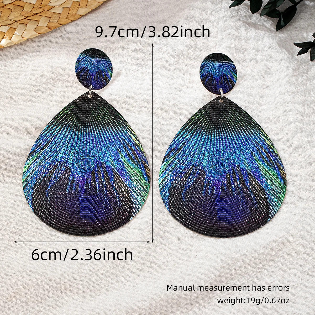 10pairs/lot Earrings  Retro And Fashionable Exaggerated Teardrop Print Big Ear Clip