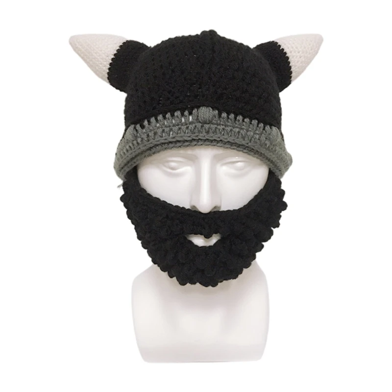 Handmade Novelty Beard Mask Hat Knitted Hat Ear for Protection for Outdoor Sport