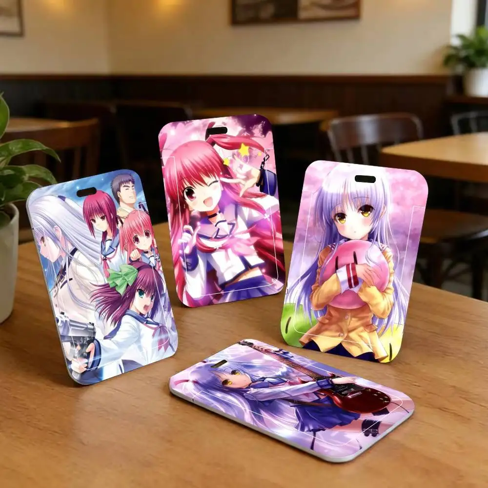 Anime Angel Beats ID Card Holder Neck Strap Pendant Door Badge Holder Lanyards Keychain Work Credential Case Gift