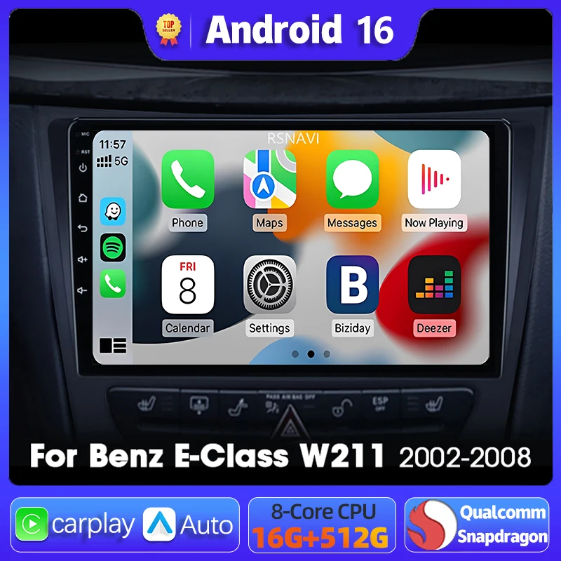 Android 16 Navigation Multimedia Player For Mercedes Benz E-class W211 E200 E220 E300 E350 E240 E270 E280 W219 video DSP radio