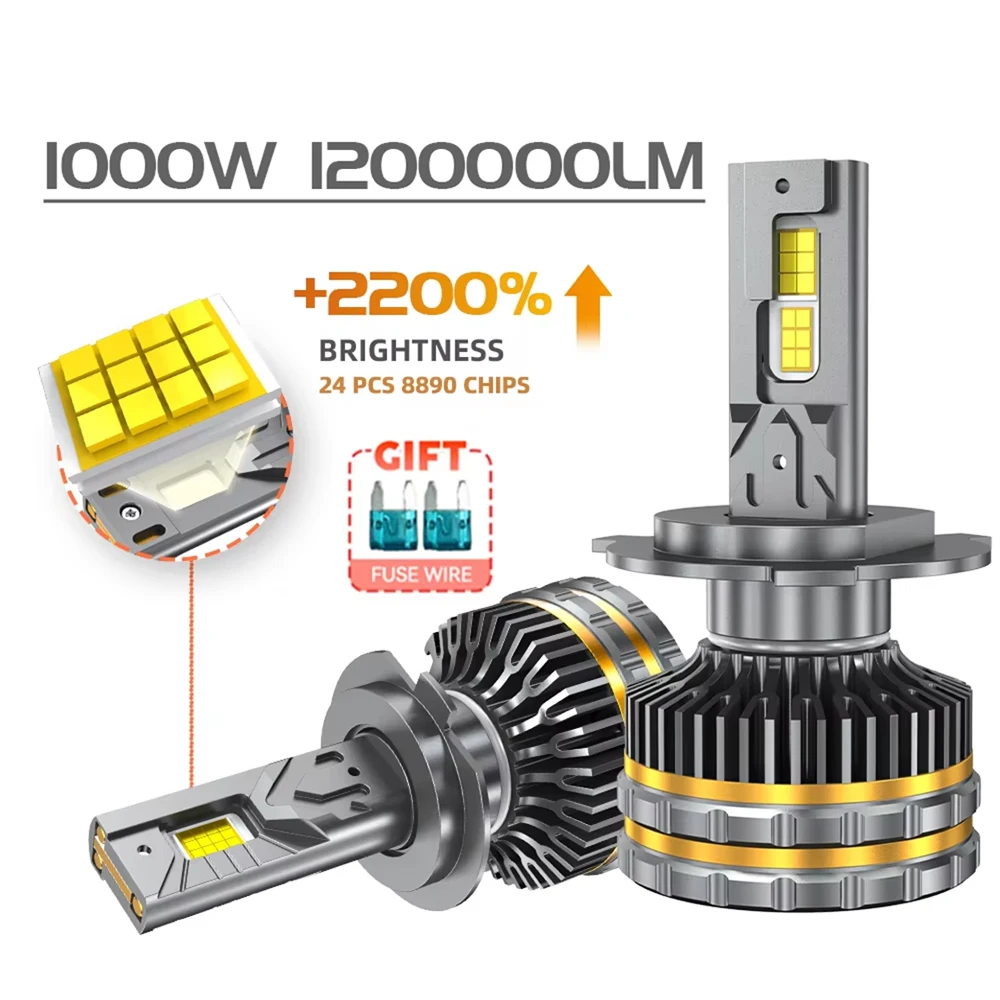 

1000W 1200000LM Canbus H4 H7 H1 LED H8 H9 H11 9005 9006 9012 HB3 HB4 Car LED Headlight Auto Fog Lamp LED Bulbs 6000K 12V 24V