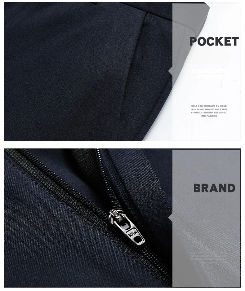 Elastische Herren-Anzughose, dünne Hose mit geradem Bein, knitterfrei, bügelfrei, Streetwear, Herrenhose, Business – Detail 9