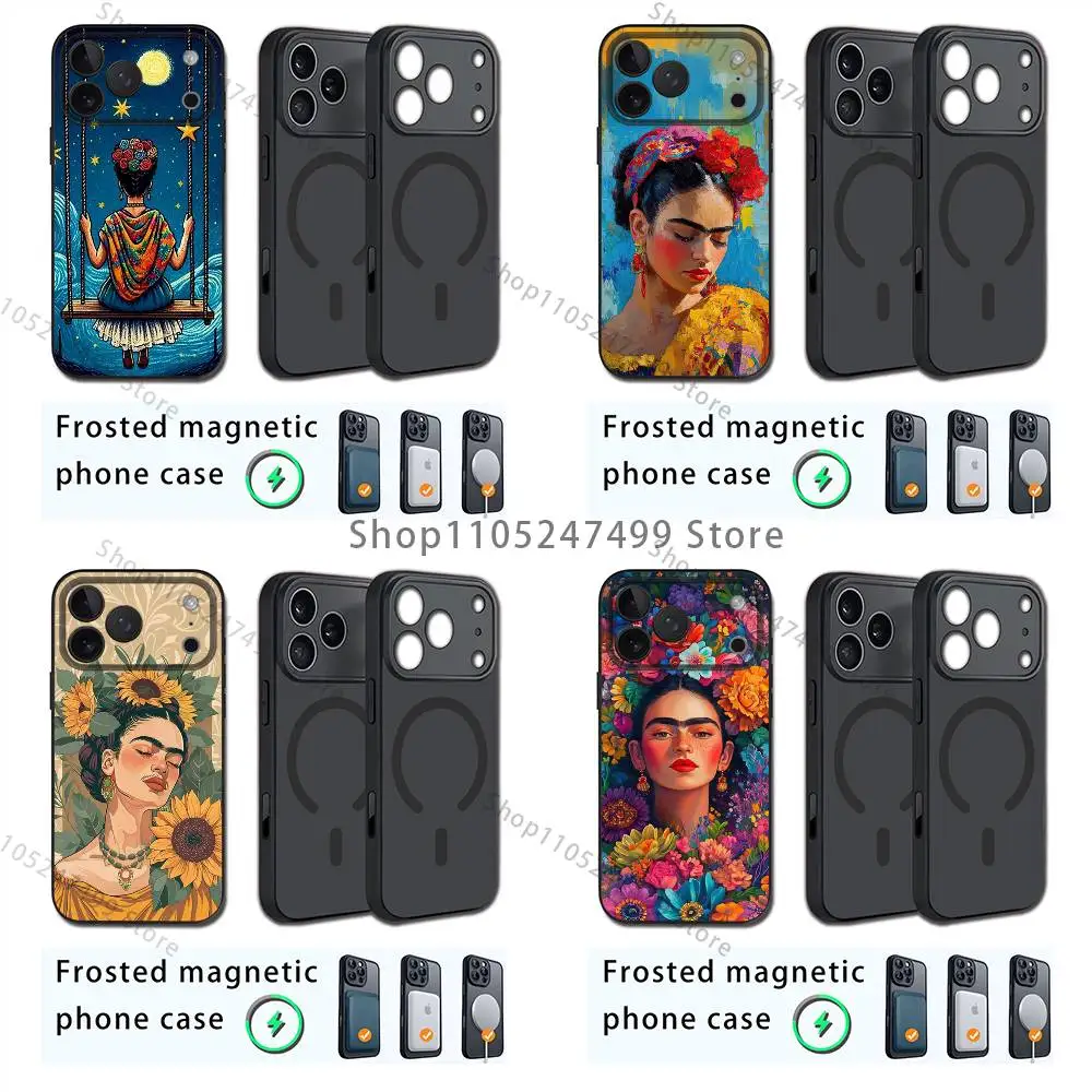 

Fashion F-FridaS K-Kahlo Phone For iPhone 17,12,11,16,15,13,14,Pro,Max,Plus,Mini, For Magsafe,Magnetic Wireless Charging Case